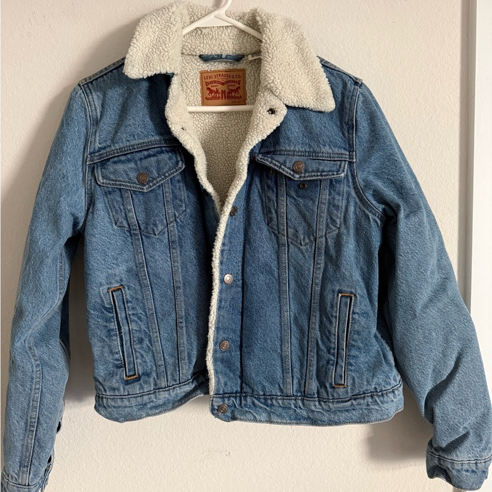 Levi's White Sherpa Lined Jacket